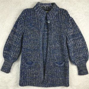Bramble‎ Lane Womens Sweater Cardigan Long Thick Knit Blue Open Front M